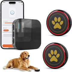 ChunHee WiFi Dog Bells to Go Outside,Dog Door Bell for Dogs to Ring to Go Outside,Bells for Dog Training to Go Outside,Black Dog Bell with Adjustable Volume,1 Receivers & 2 Dog Buttons CallToU