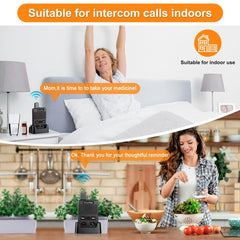 Chunhee Wireless Hands-Free Intercom System for Home – Two-Way Communication, Rechargeable, Wall Mount, Custom Ringtones, Low Battery Alert