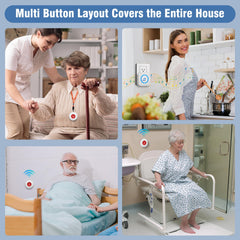 ChunHee Wireless Call Bell for Elderly – 500Ft Panic Button Alarm with Waterproof Transmitters & Plug-in Receivers