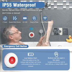 ChunHee Wireless Call Bell for Elderly – 500Ft Panic Button Alarm with Waterproof Transmitters & Plug-in Receivers