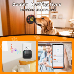 ChunHee WiFi Dog Bells to Go Outside,Dog Door Bell for Dogs to Ring to Go Outside,Bells for Dog Training to Go Outside,Black Dog Bell with Adjustable Volume,1 Receivers & 2 Dog Buttons CallToU