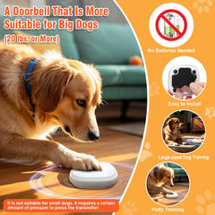 Chunhee Dog Potty Training Doorbell – Wireless, Waterproof, Easy to Install Dog Doorbell for Large Dogs with Adjustable Volume & Voice Commands