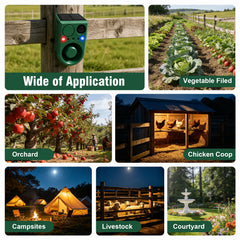 ChunHee Solar Outdoor Motion Sensor Alarm with Dog Barking Alarm Sound, Support Recording and Adjustable Volume, 130db Loud Noise Maker 3 Work Modes Strobe Light for Home, Villa, Farm, Barn 4pack