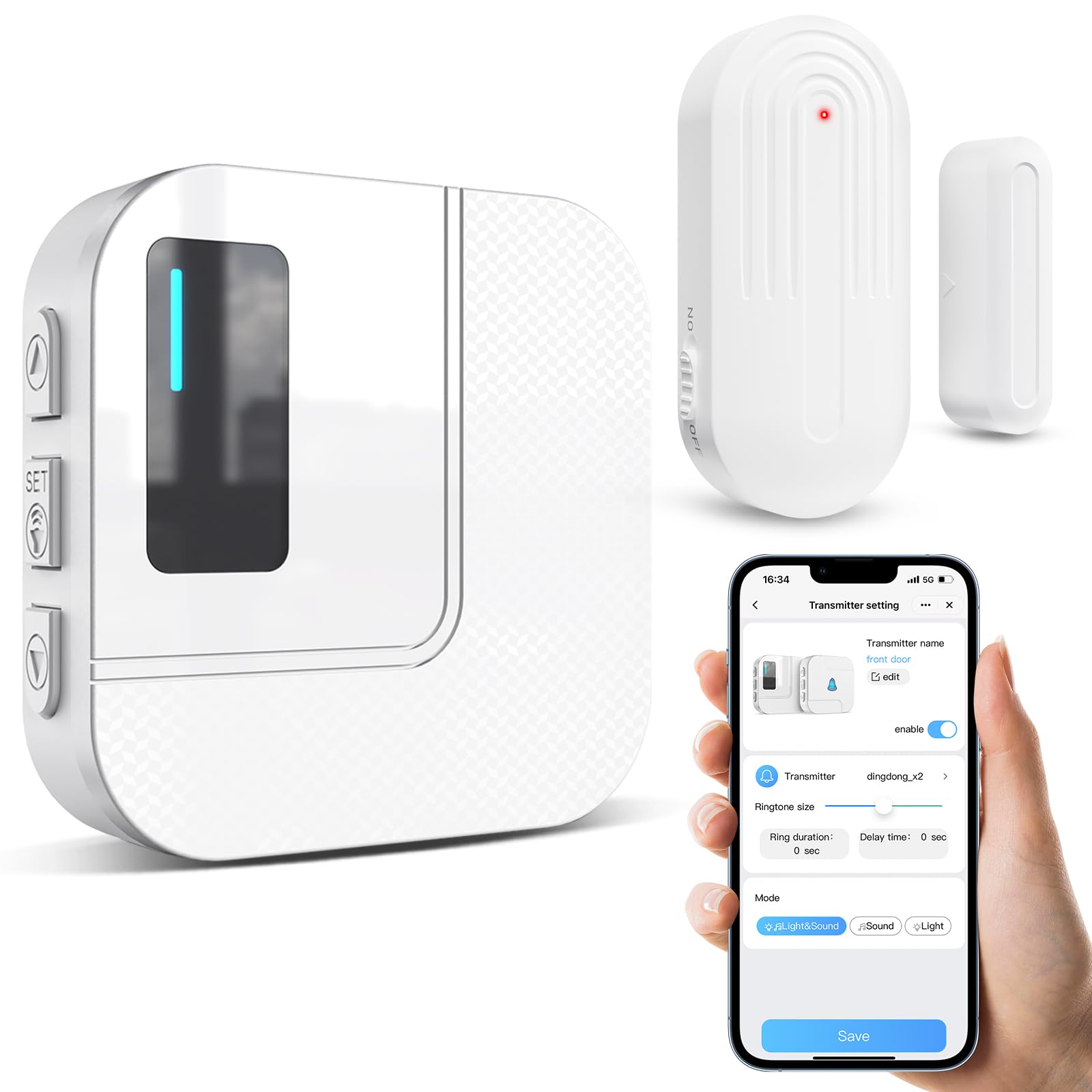 Chunhee WiFi Door & Window Alarm Chime System – App Notifications 2.4GHz Router Connection
