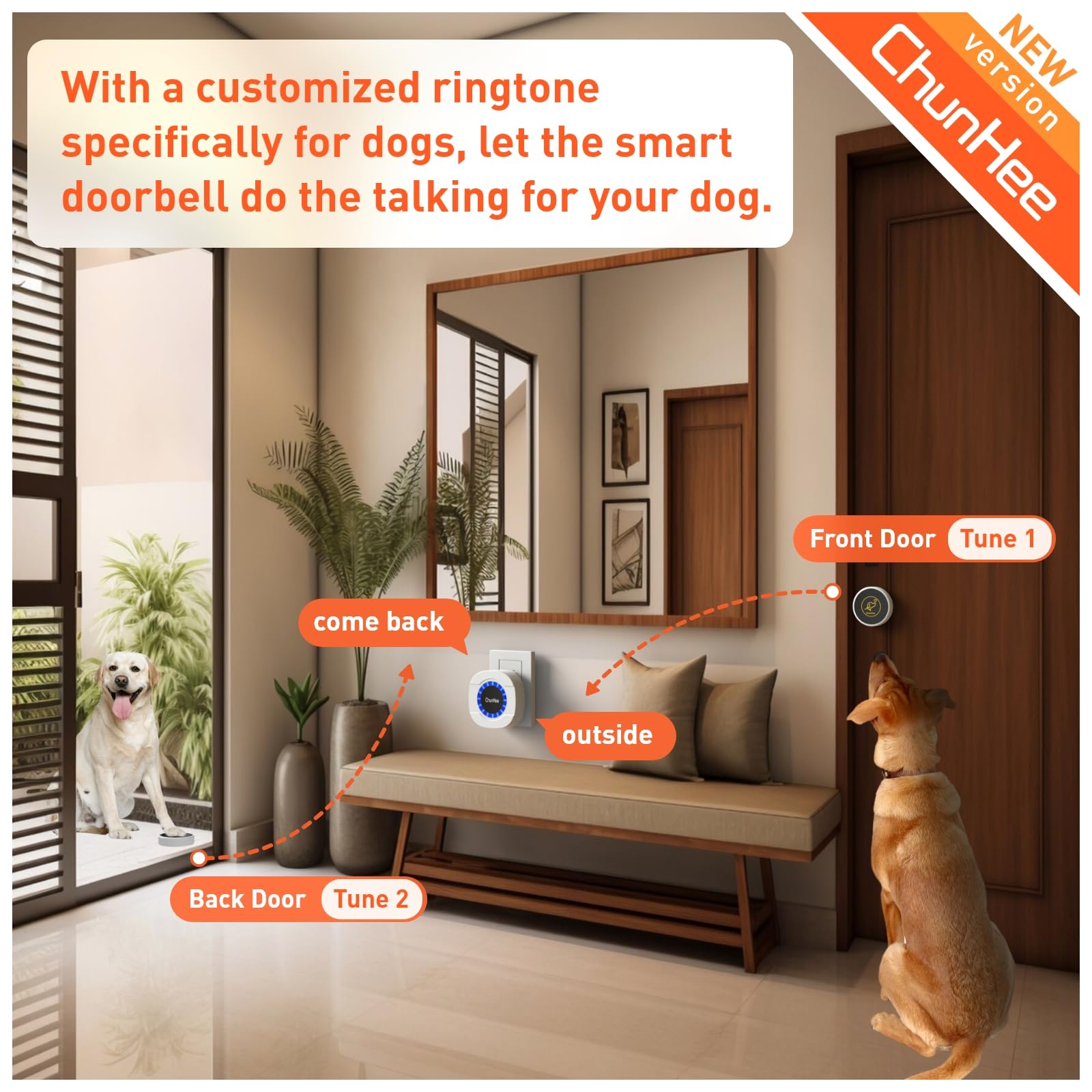 Chunhee Entraînez-vous plus intelligemment, vivez mieux : découvrez la solution ultime d'apprentissage de la propreté pour chien Cloches pour chien avec sonneries personnalisées Volume réglable
