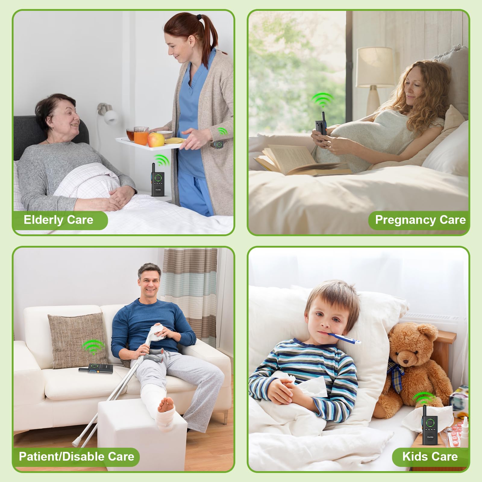 Wireless Intercom System for Home, Hospital, Hotel – 2 Pack Long Range Caregiver Pager with SOS Emergency Alarm, 1.5 Mile Two-Way Communication for Office & Room-to-Room Use