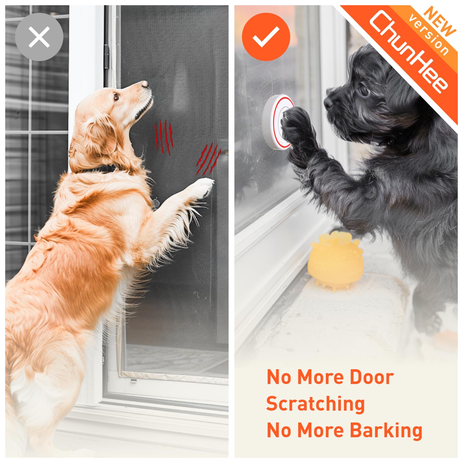 ChunHee Touch Sensitive Dog Doorbell for Potty Training – Waterproof Wireless Smart Bell for Dogs of All Sizes with Adjustable Volume & Ringtones