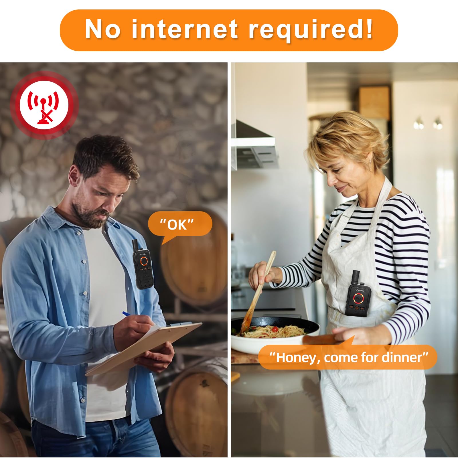 ChunHee Wireless Intercom System for Elderly – Long Range Caregiver Pager with SOS Emergency Alarm, 2-Pack Room to Room Intercoms for Home or Business (1.5 Miles)