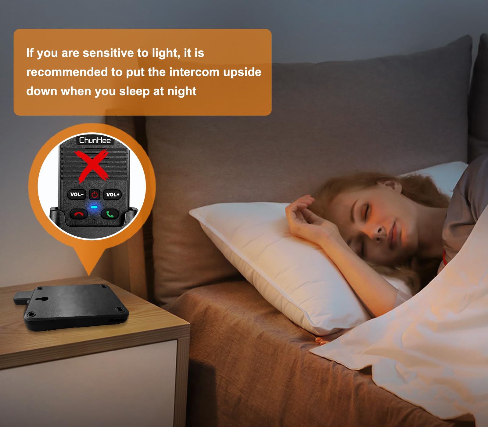 Chunhee Wireless Hands-Free Intercom System for Home – Two-Way Communication, Rechargeable, Wall Mount, Custom Ringtones, Low Battery Alert