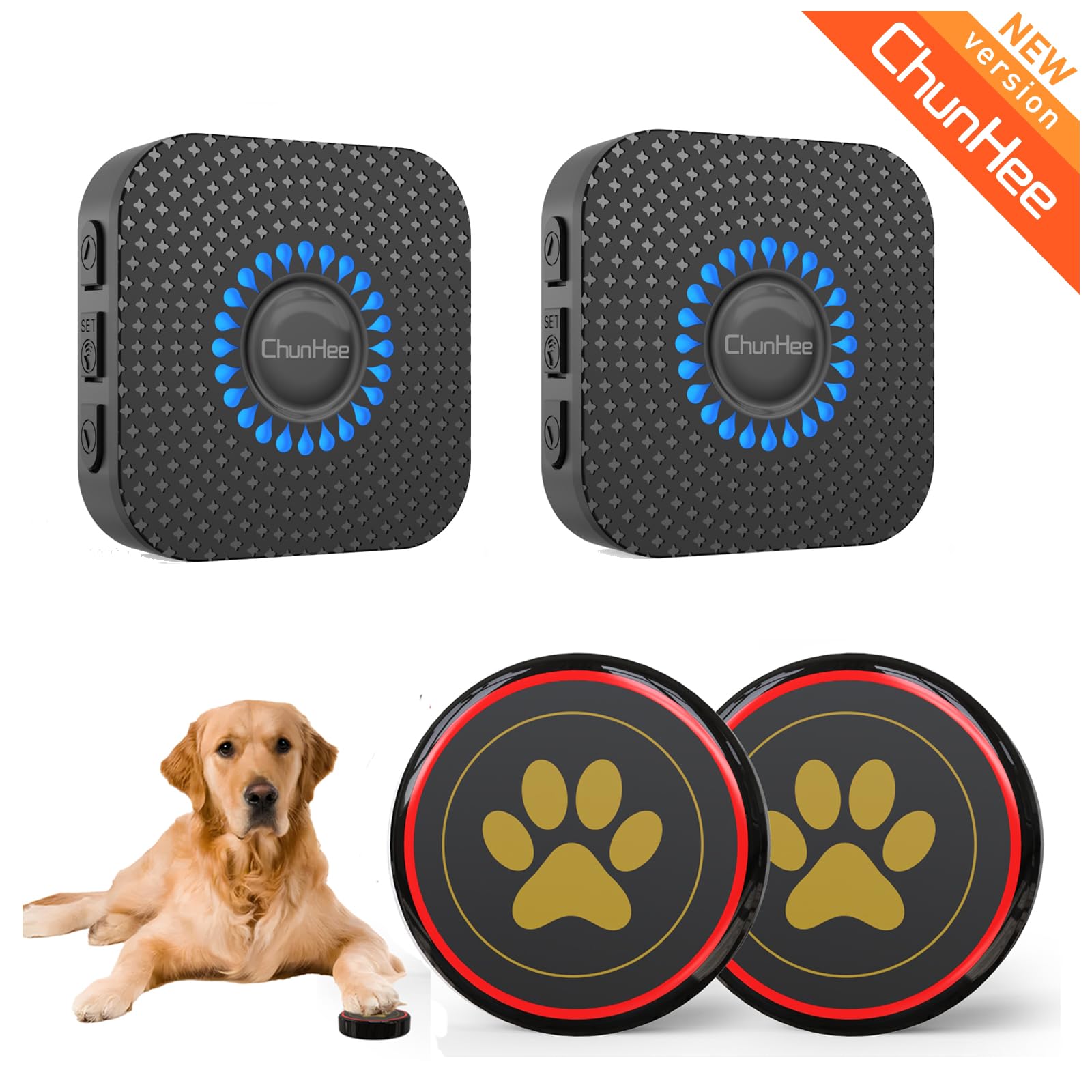 Chunhee Transformez la façon dont votre chien communique – Réglage du volume 55 sonneries Plus d'aboiements ni de grattements à la porte !
