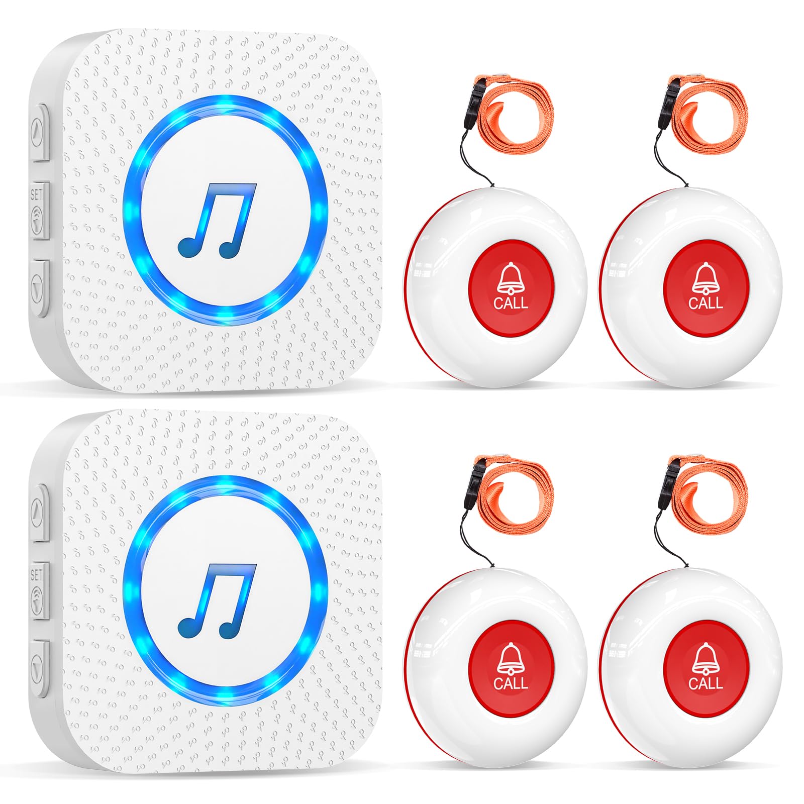 ChunHee Wireless Call Bell for Elderly – 500Ft Panic Button Alarm with Waterproof Transmitters & Plug-in Receivers