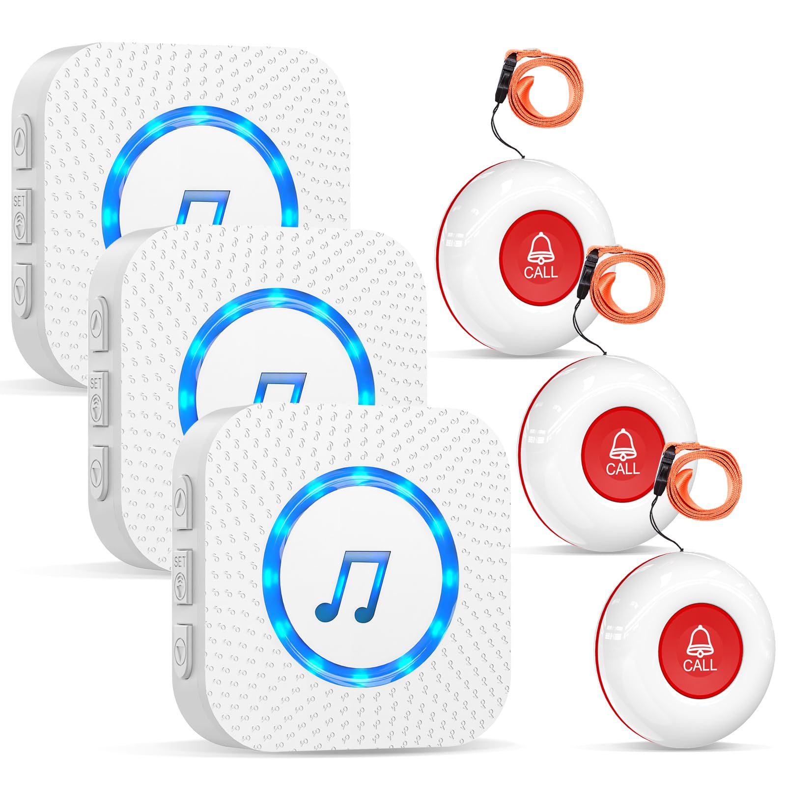 ChunHee Wireless Call Bell for Elderly – 500Ft Panic Button Alarm with Waterproof Transmitters & Plug-in Receivers
