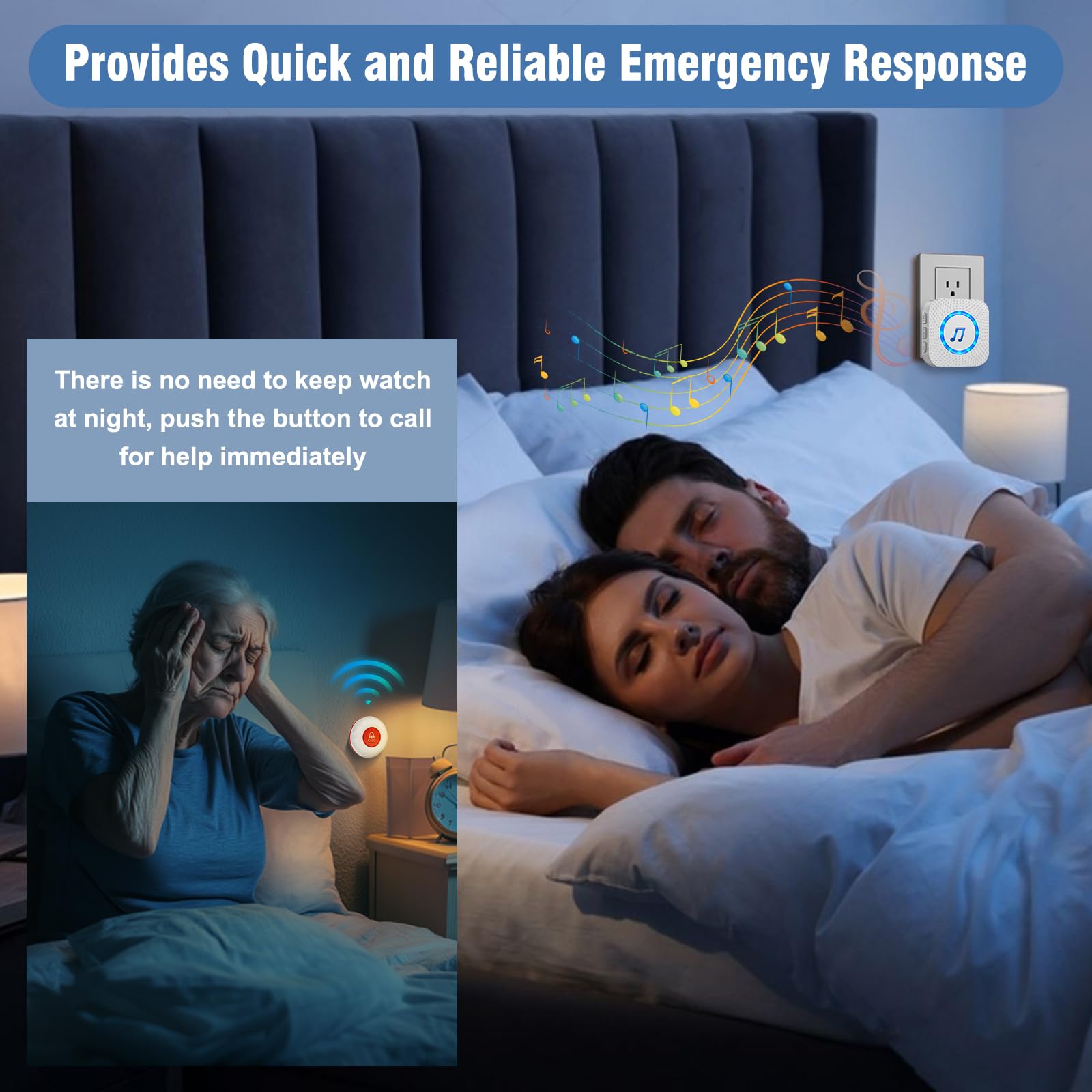 ChunHee Wireless Call Bell for Elderly – 500Ft Panic Button Alarm with Waterproof Transmitters & Plug-in Receivers