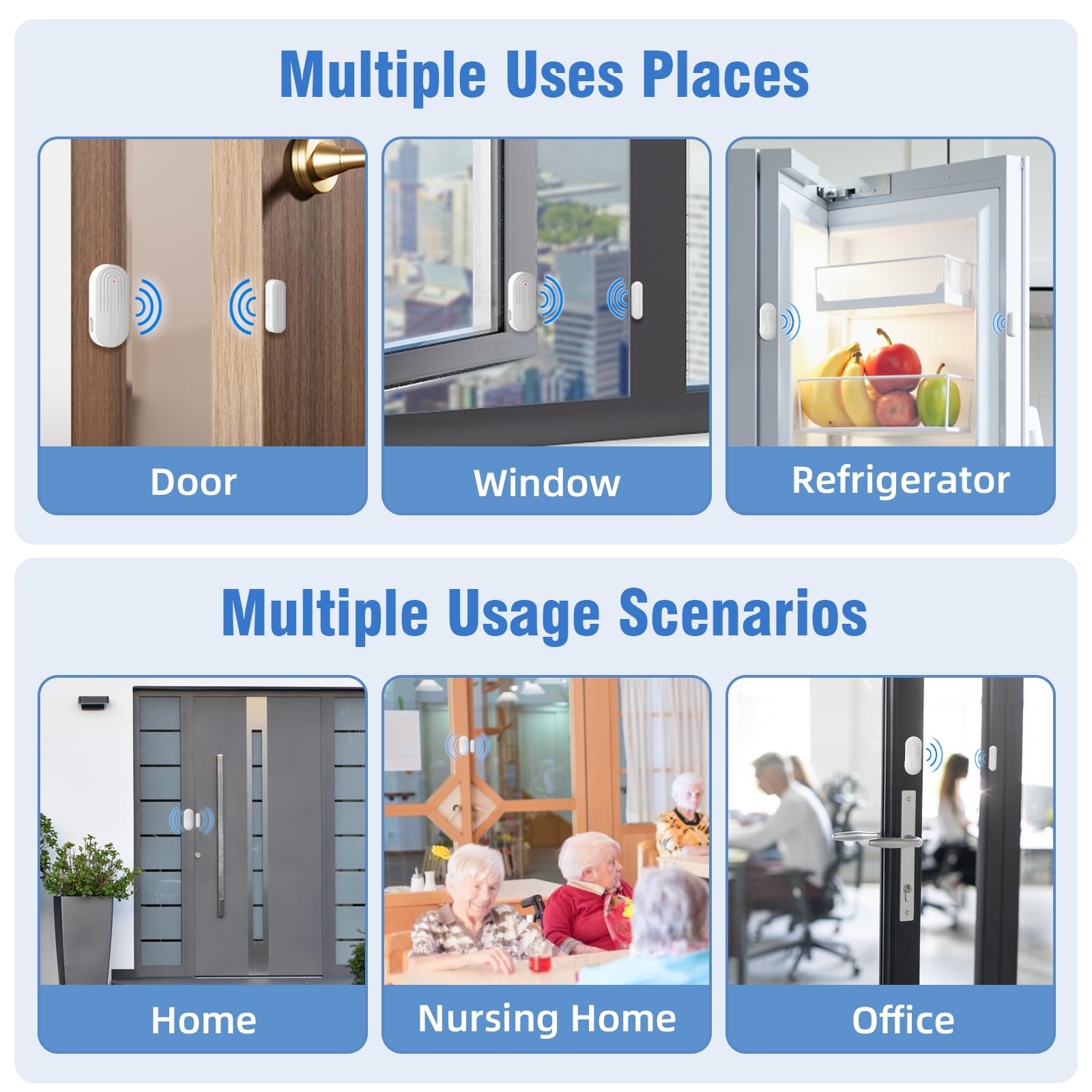 Chunhee WiFi Door & Window Alarm Chime System – App Notifications 2.4GHz Router Connection