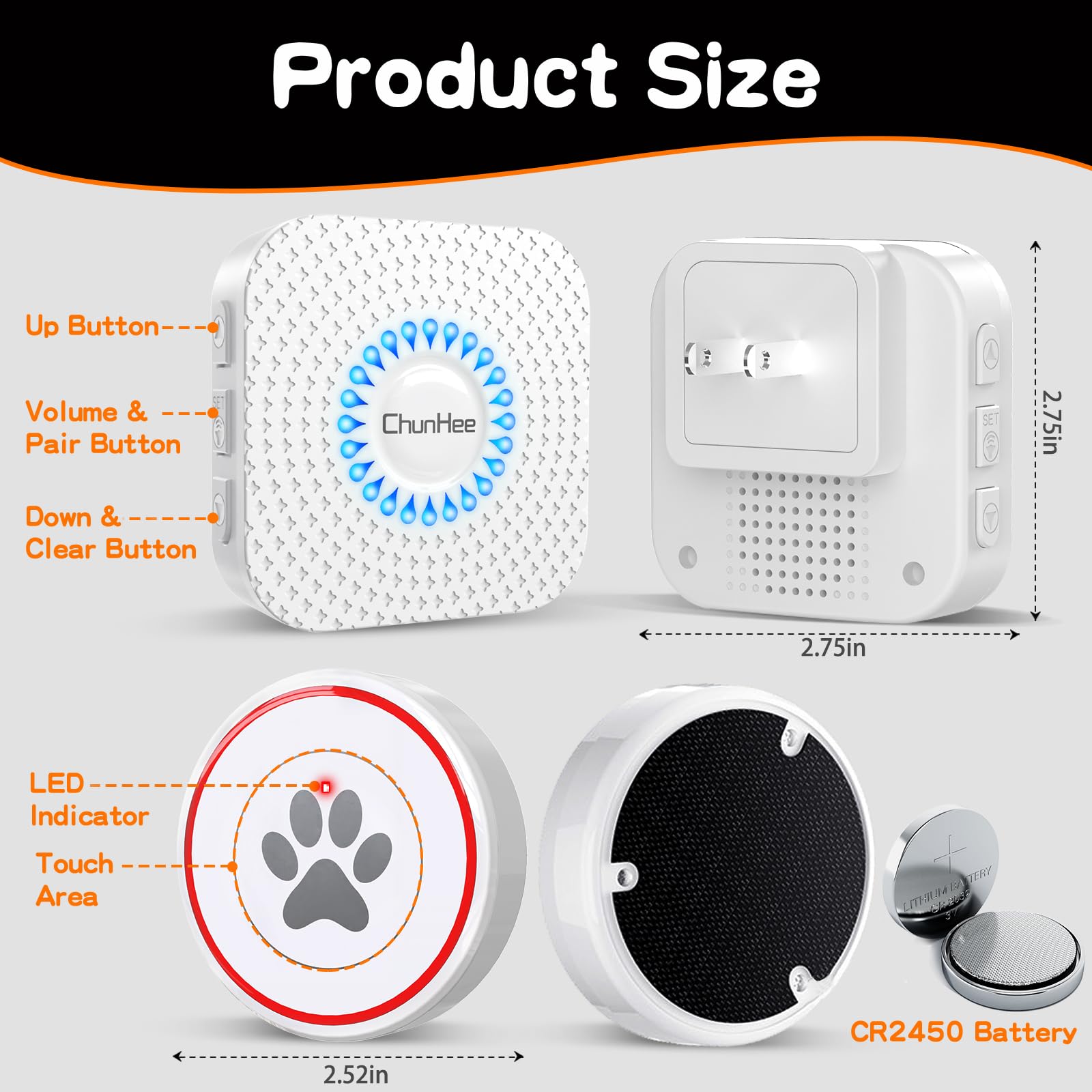 Touch Sensitive Dog Doorbell with Ringtones – ChunHee