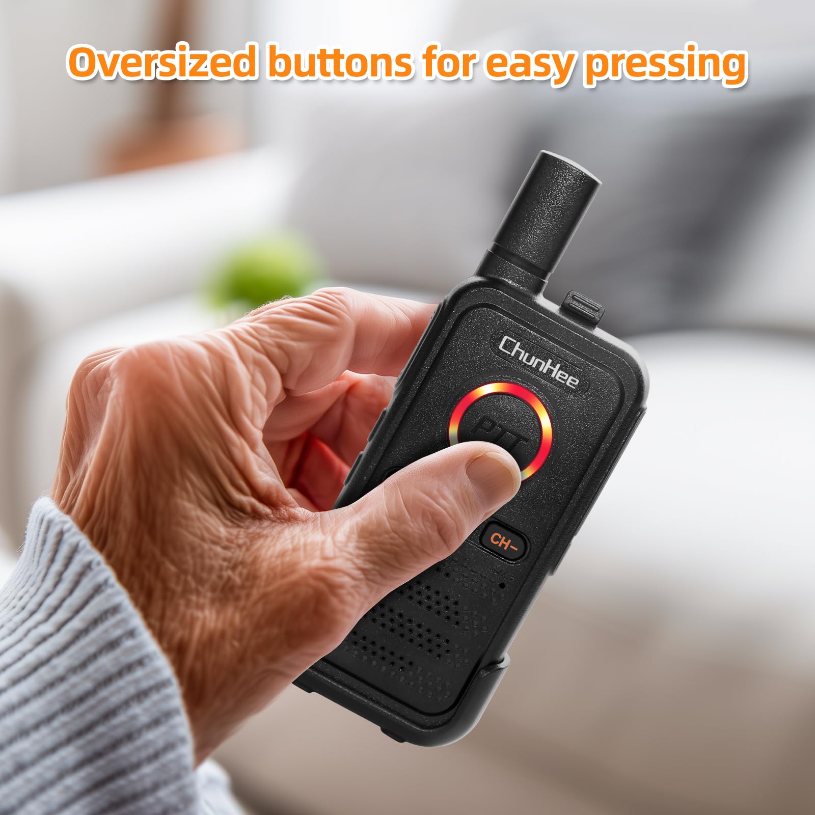 ChunHee Wireless Intercom System for Elderly – Long Range Caregiver Pager with SOS Emergency Alarm, 2-Pack Room to Room Intercoms for Home or Business (1.5 Miles)
