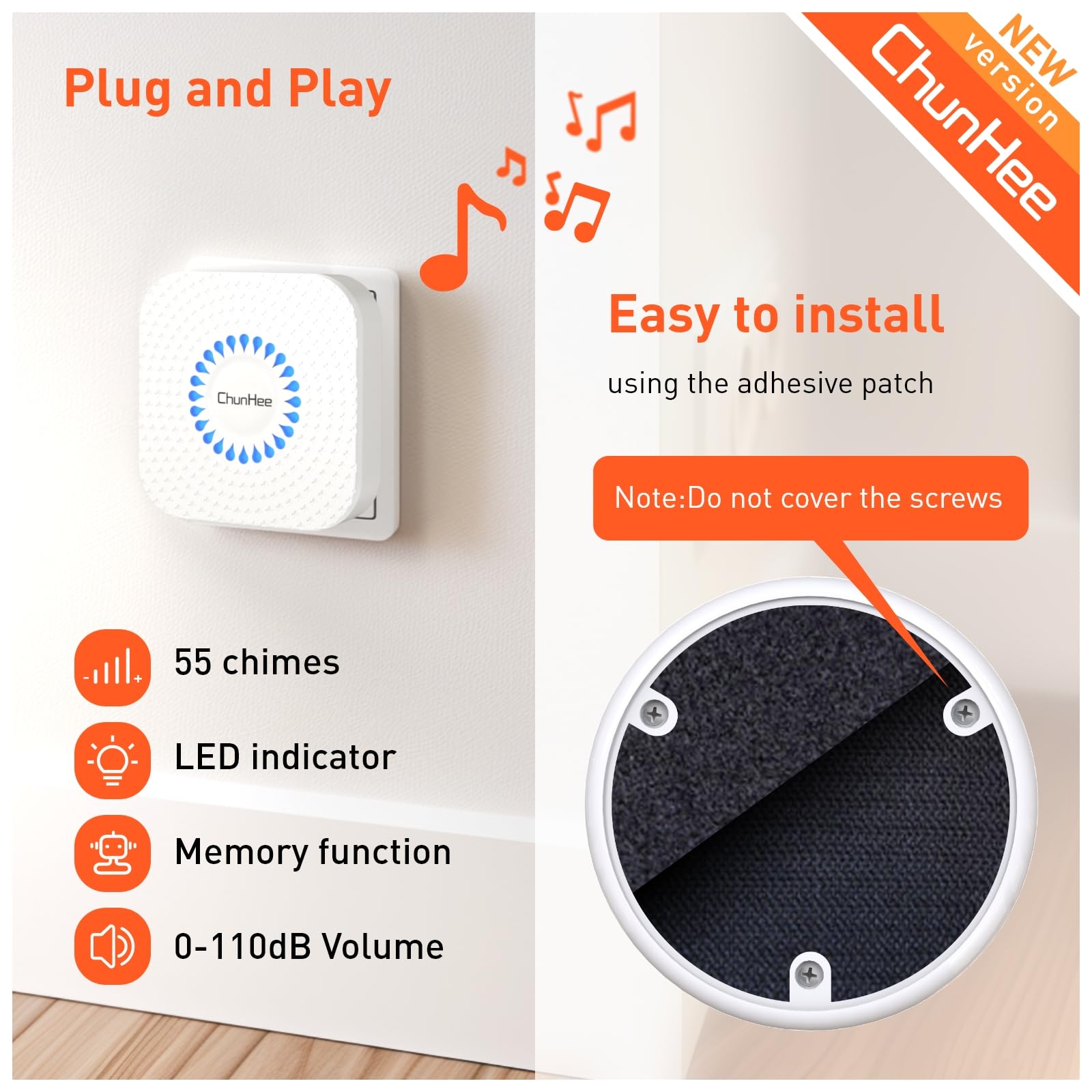 ChunHee Touch Sensitive Dog Doorbell for Potty Training – Waterproof Wireless Smart Bell for Dogs of All Sizes with Adjustable Volume & Ringtones