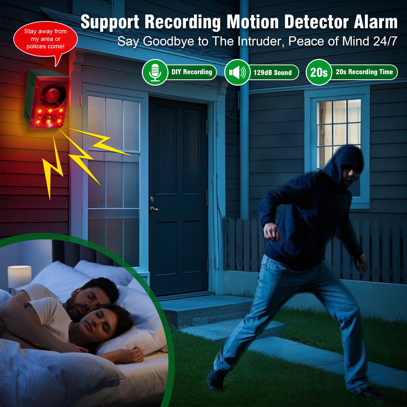 Chunhee Detenga la intrusión de animales con la alarma con sensor de movimiento ChunHee 