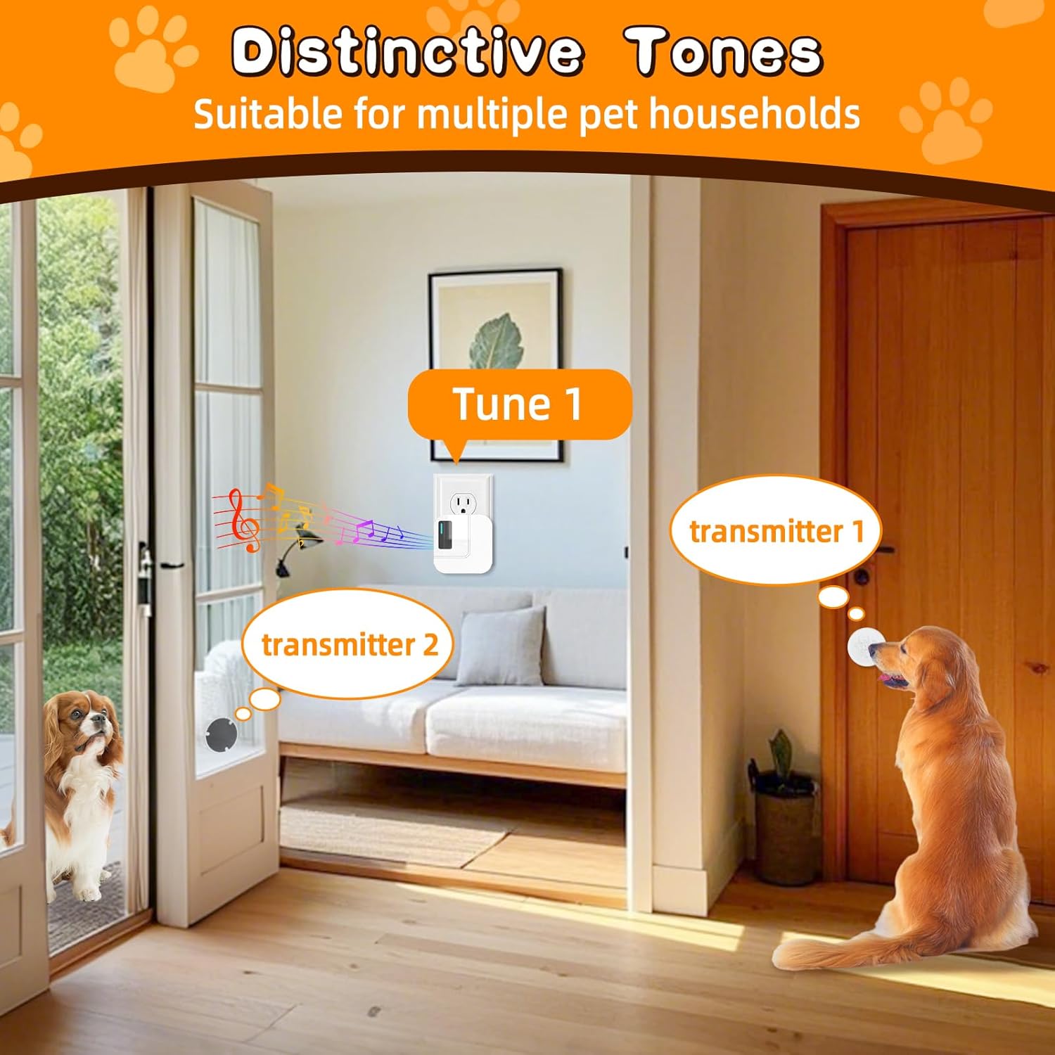 Las campanas para perros Chunhee WIFI TUYA ofrecen un volumen de hasta 110 dB y luces intermitentes: escuche el llamado de su cachorro desde cualquier habitación sin ladridos ni arañazos. 