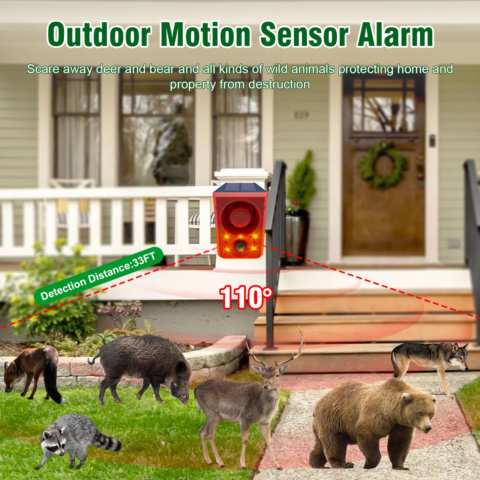 Chunhee Detenga la intrusión de animales con la alarma con sensor de movimiento ChunHee 