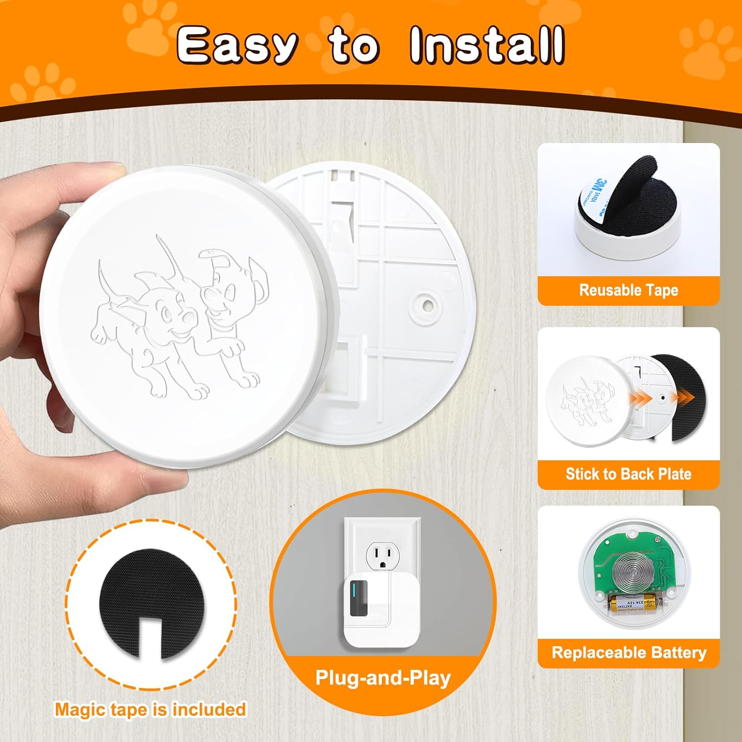 Las campanas para perros Chunhee WIFI TUYA ofrecen un volumen de hasta 110 dB y luces intermitentes: escuche el llamado de su cachorro desde cualquier habitación sin ladridos ni arañazos. 